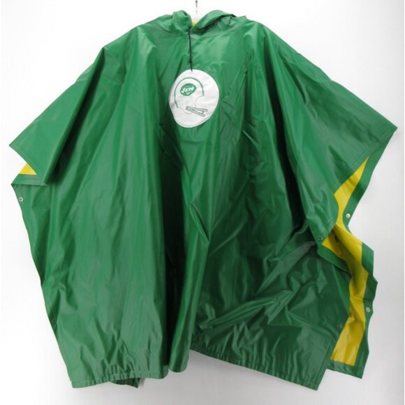 VINTAGE New York Jets Poncho Rain Coat Medium 60s 70s Vinly Football NFL *